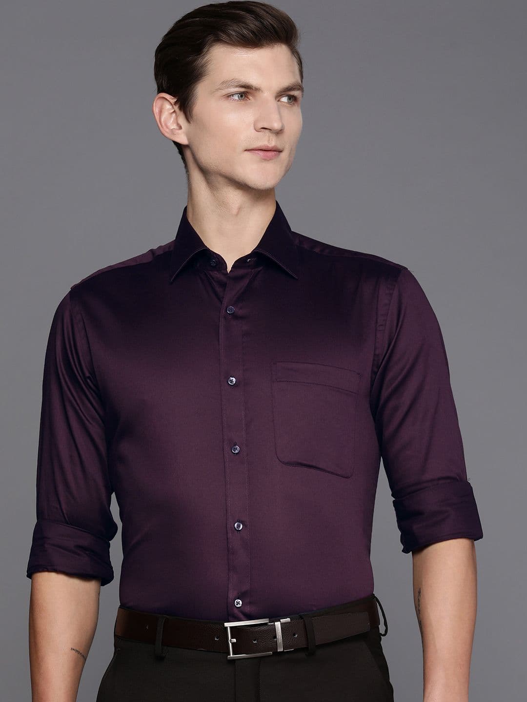 Raymond Solid Slim Fit Pure Cotton Formal Shirt - view 1
