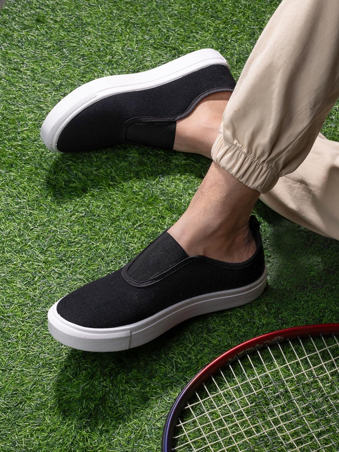 Styli Men Eric Boardwalk Canvas Slip On Shoes with Gusset Detail - view 1