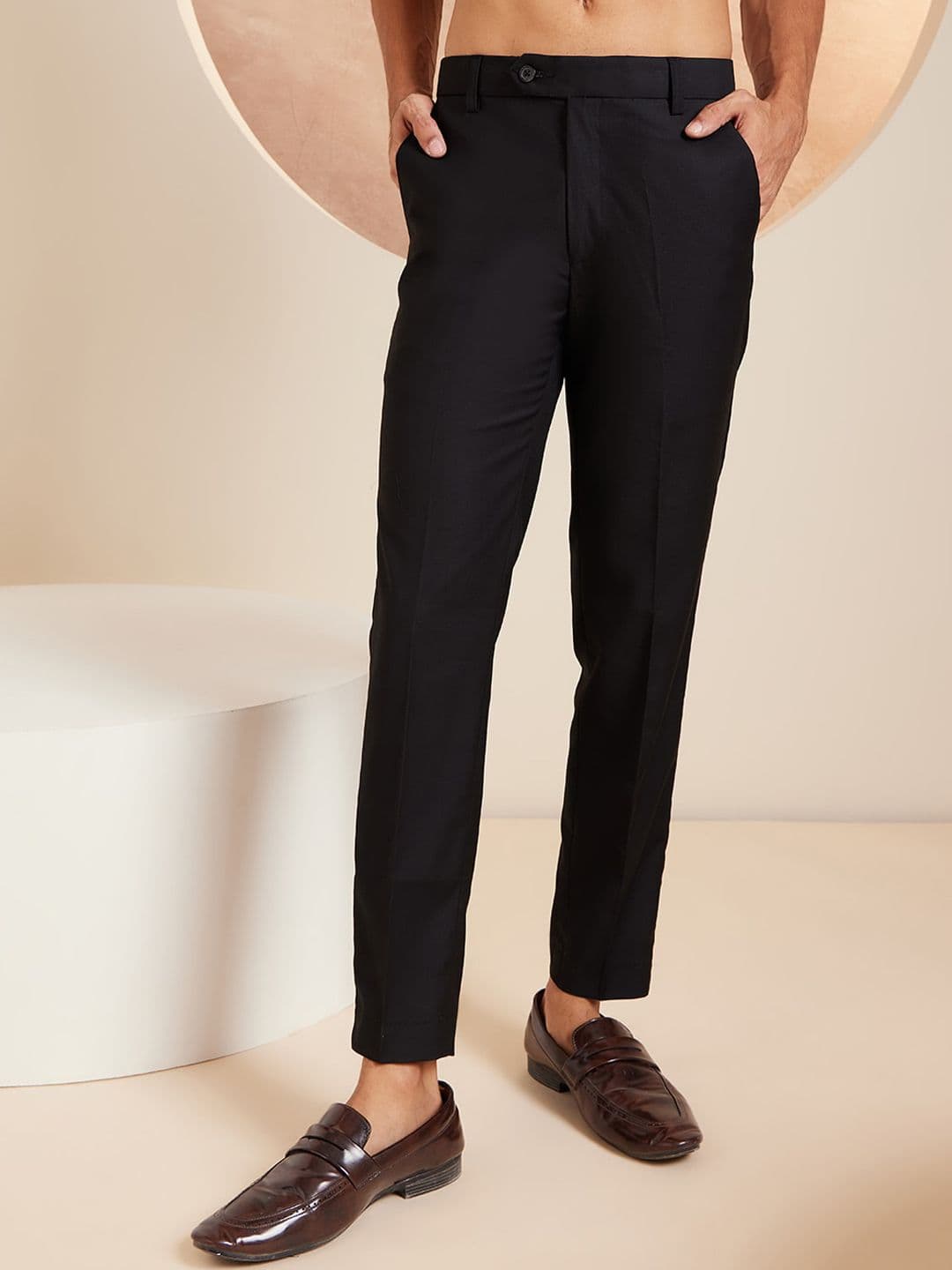 DENNISON Men Smart Tapered Fit Easy Wash Formal Trousers - view 1