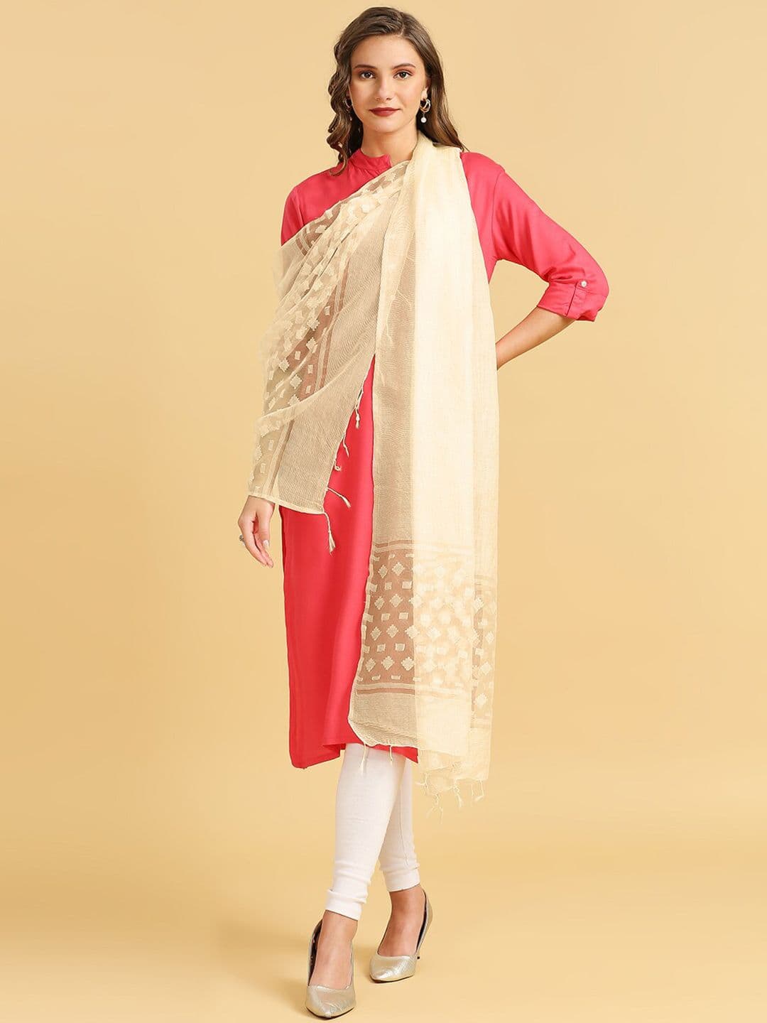 Dupatta Bazaar Striped Tasselled Organza Dupatta - view 1