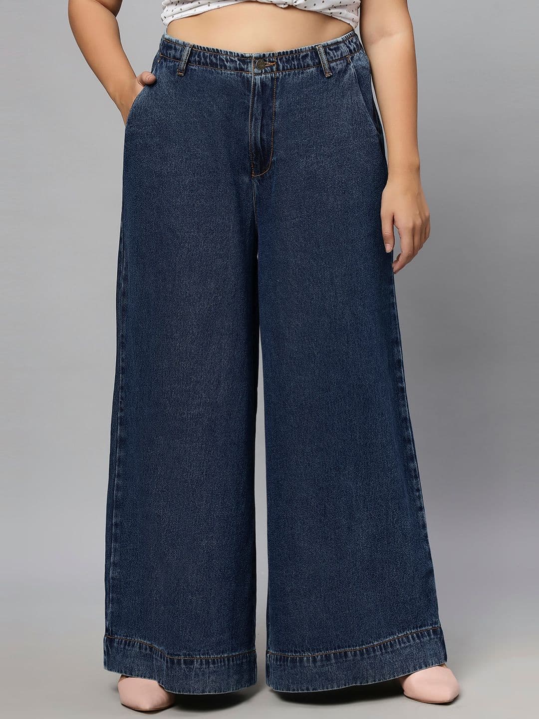 Turning Blue Women Plus Size Extra Wide Folded Hem Jeans - view 1