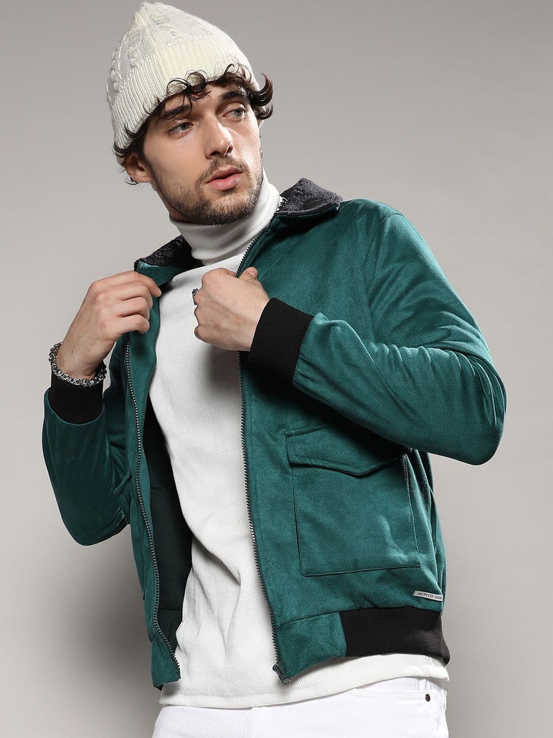 CAHOOT Green Fleece Collar Windcheater Cotton Bomber Jacket - view 1