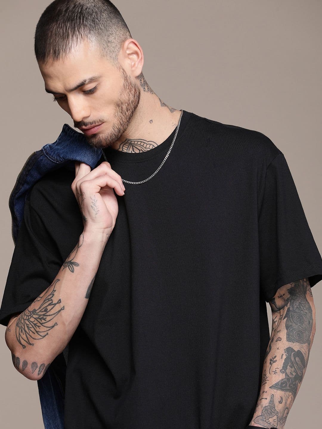 WROGN Solid Drop-Shoulder Sleeves Oversized T-shirt - view 1