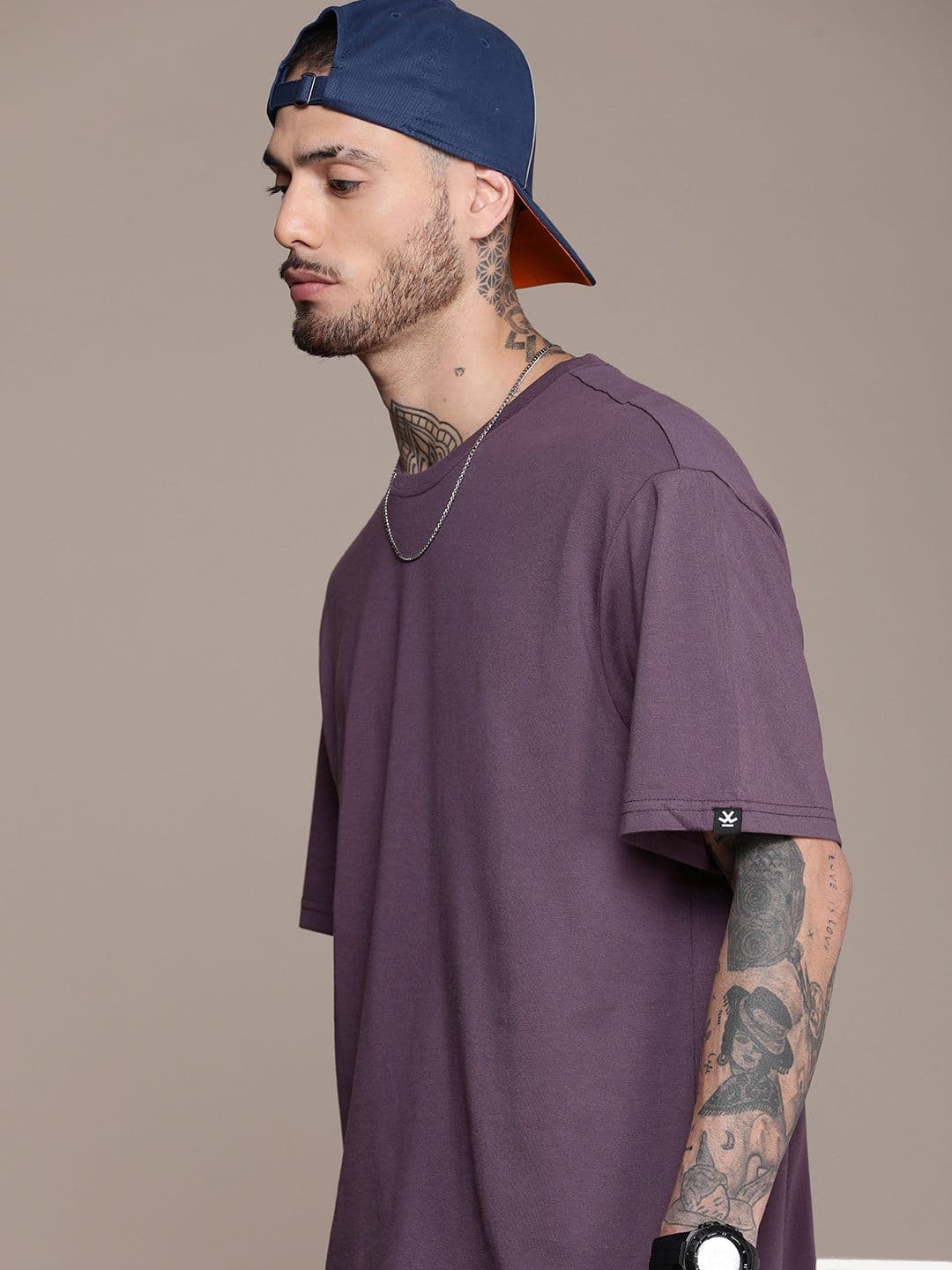 WROGN Solid Drop-Shoulder Sleeves Oversized T-shirt - view 1