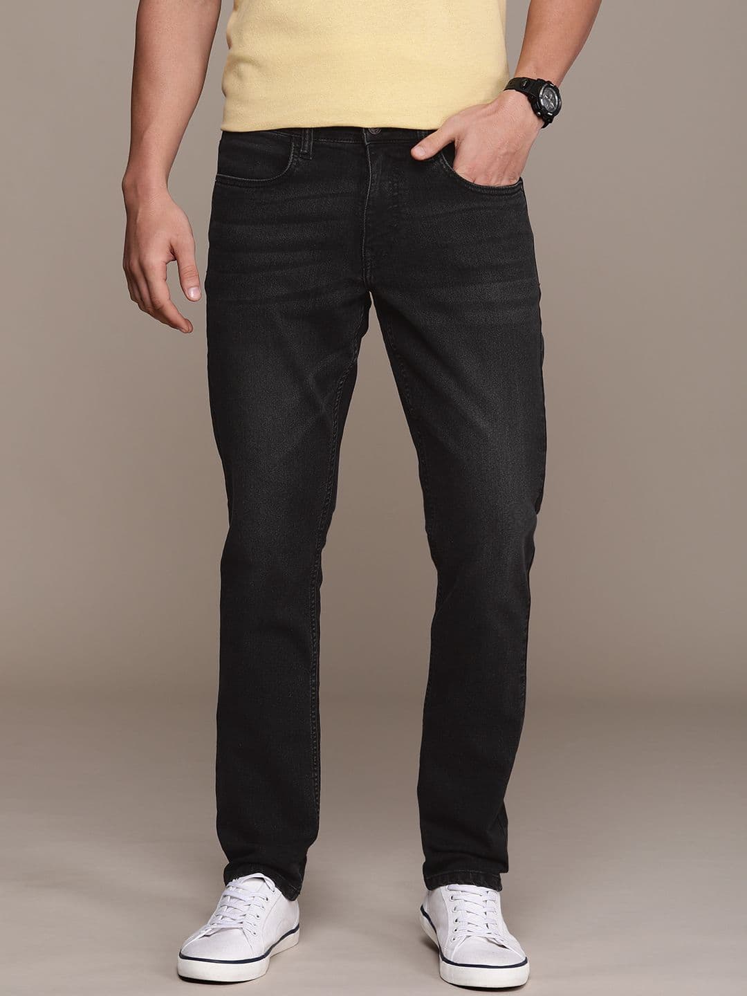 WROGN Men Straight Fit Light Fade Stretchable Jeans - view 1