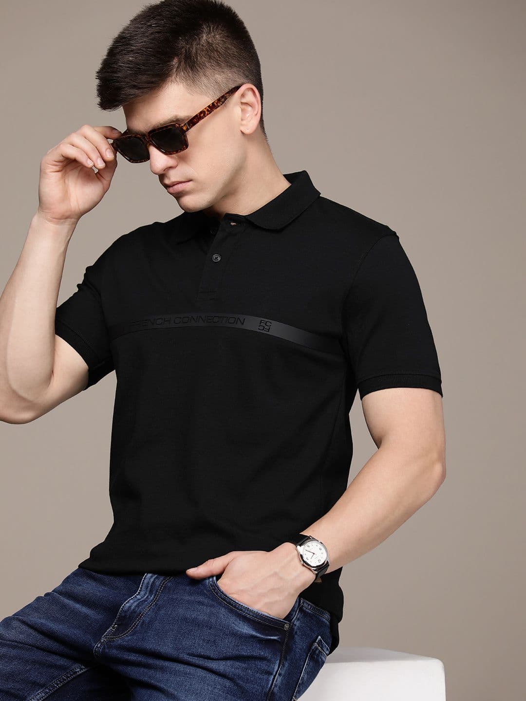 French Connection Polo Collar Pure Cotton T-shirt - view 1