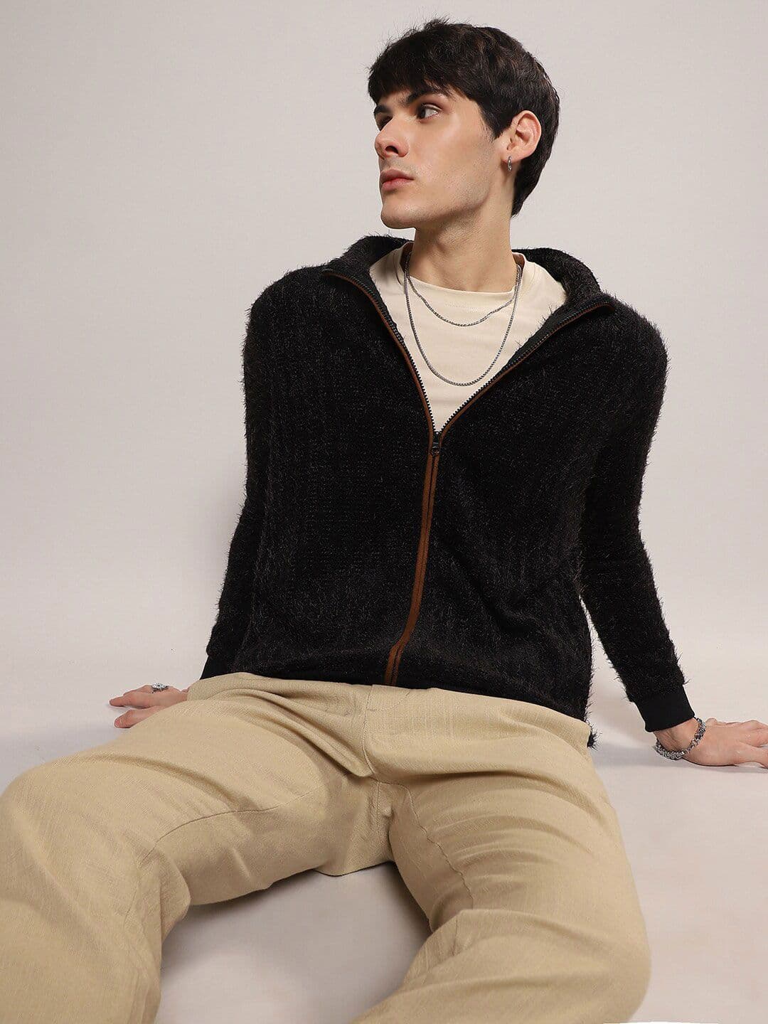 CAHOOT Mock Collar Cotton Front-Open Sweater - view 1
