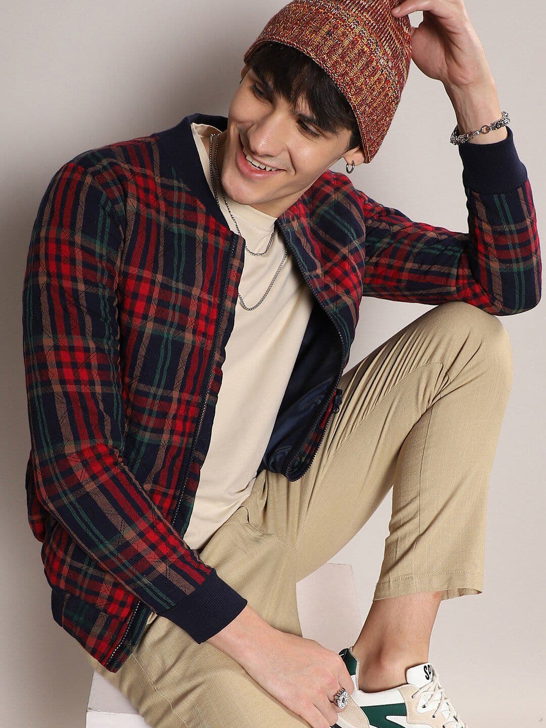 CAHOOT Red Checked Windcheater Bomber Jacket - view 1