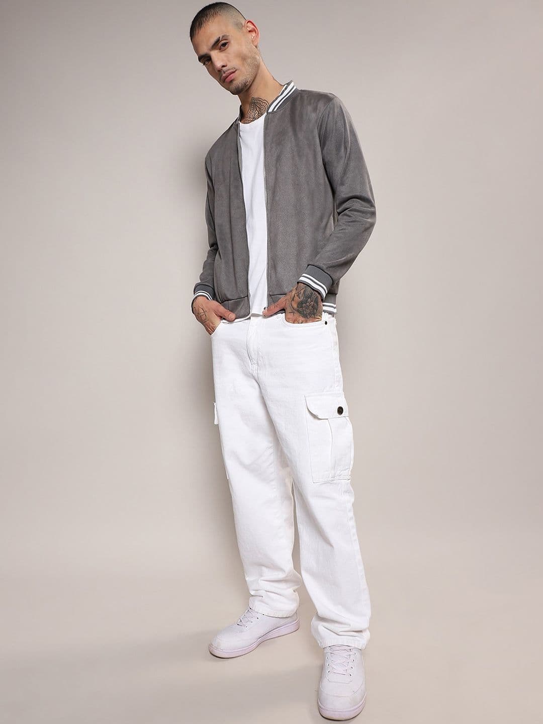 CAHOOT Grey Stand Collar Windcheater Bomber Jacket - view 1