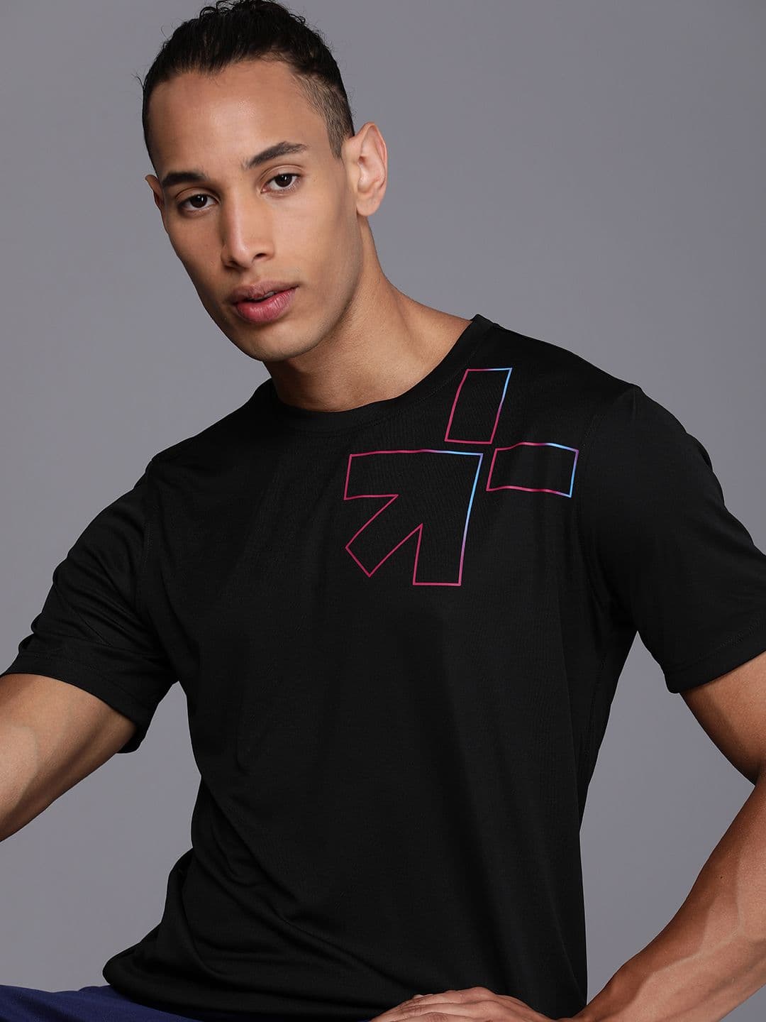 HRX by Hrithik Roshan Men Geometric Placement Print Rapid-Dry Training T-shirt - view 1