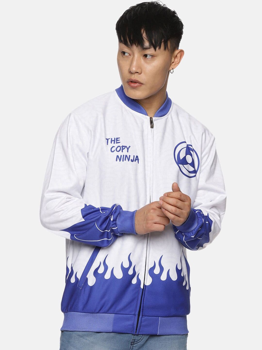 Fans Army Naruto Anime Graphic Printed Mandarin Collar Bomber Jacket - view 1