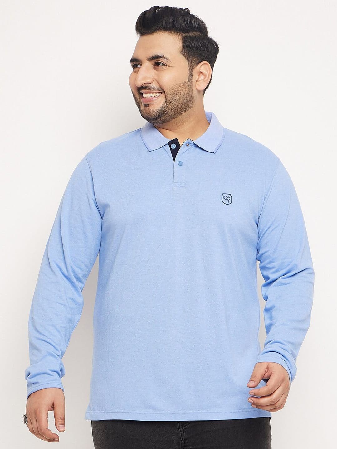 Club York Plus Size Polo Collar Cotton T-shirt - view 1