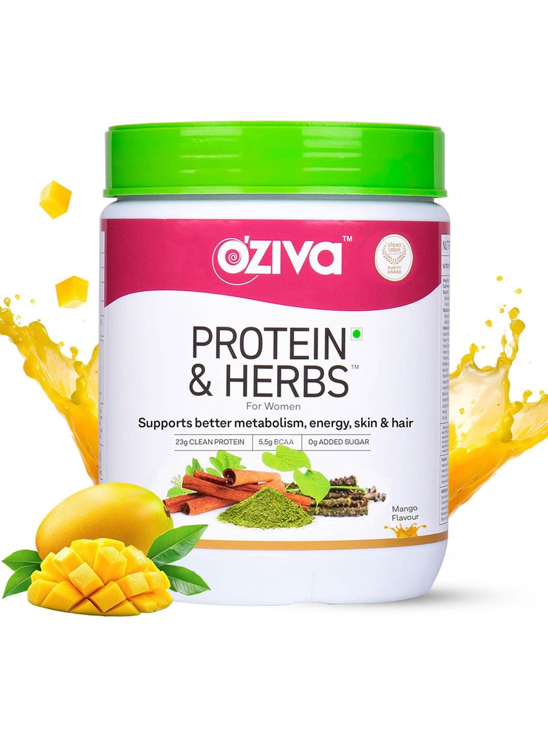 OZiva Women Protein & Herbs for Weight Management (453 g, Mango) - view 1