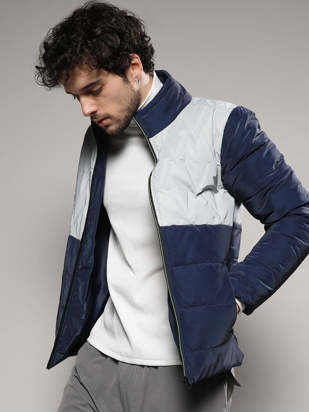 CAHOOT Colourblocked Mock Collar Windcheater Padded Jacket - view 1