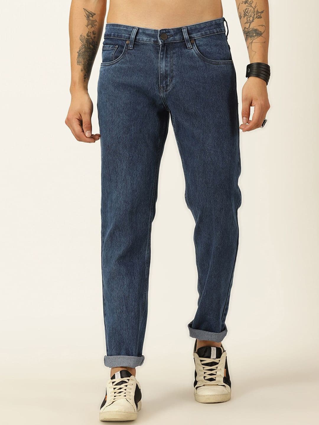 HERE&NOW Men Blue Classic Slim Fit Mid-Rise Dark Shade Clean Look Stretchable Jeans - view 1