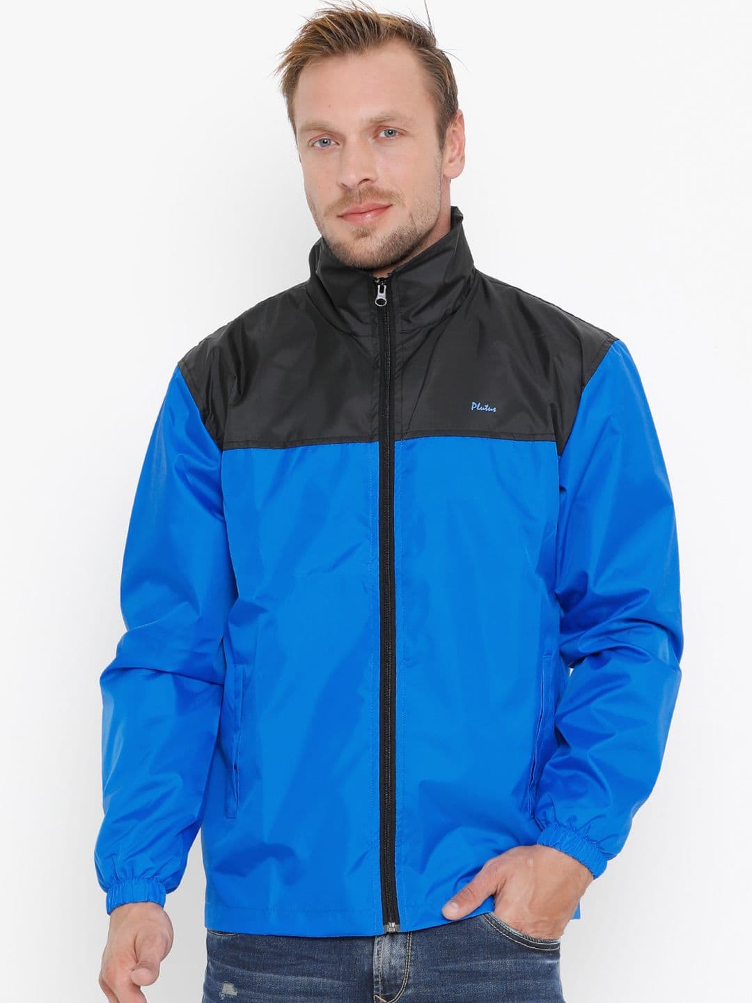 Plutus Men Blue Lightweight Windcheater Sporty Jacket - view 1