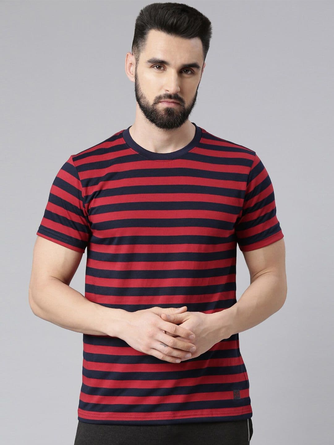 Force NXT Super Combed Cotton Men Striped Round Neck T-Shirt - view 1