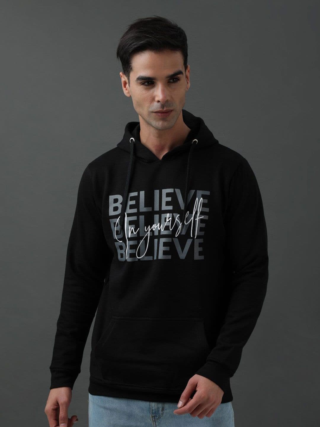 ADRO Typography Printed Hooded Pullover Sweatshirt - view 1