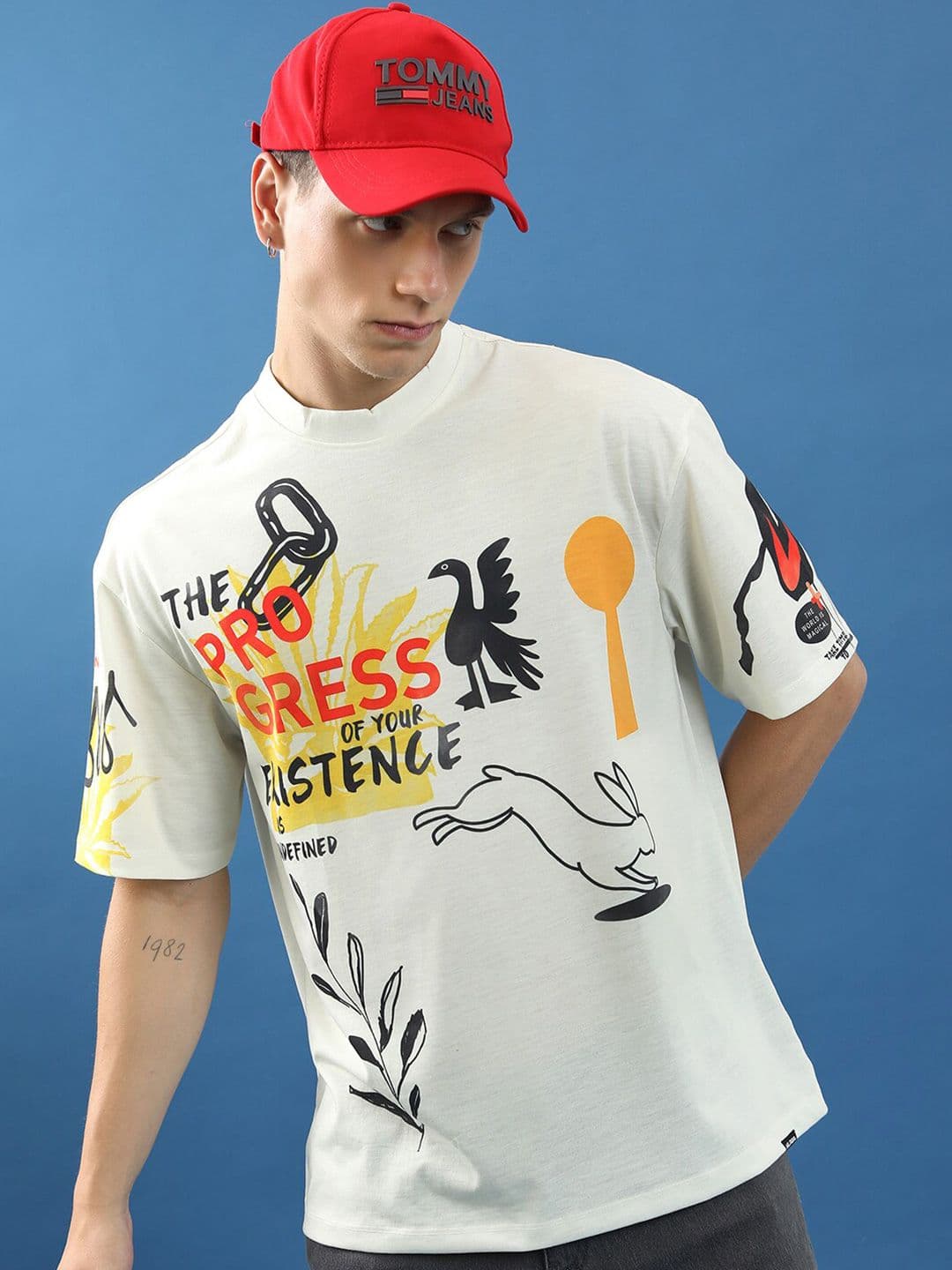 HIGHLANDER Unisex Graphic Printed Drop Shoulder Sleeves Oversized T-shirt - view 1