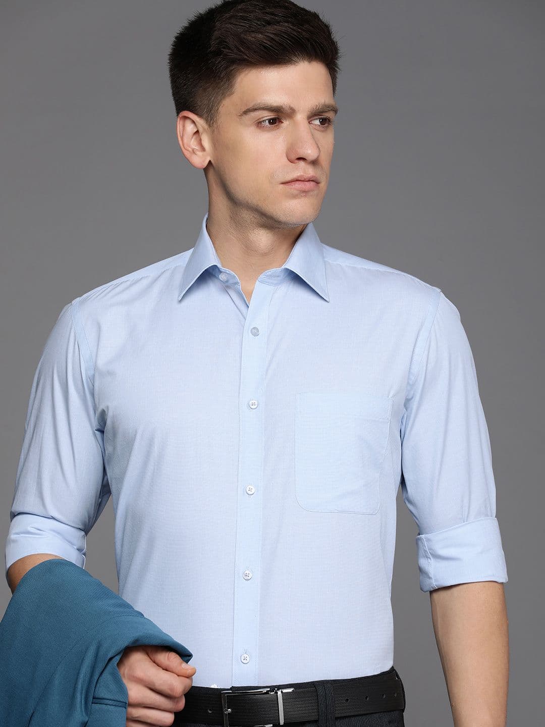 Raymond Self Design Slim Fit Pure Cotton Formal Shirt - view 1