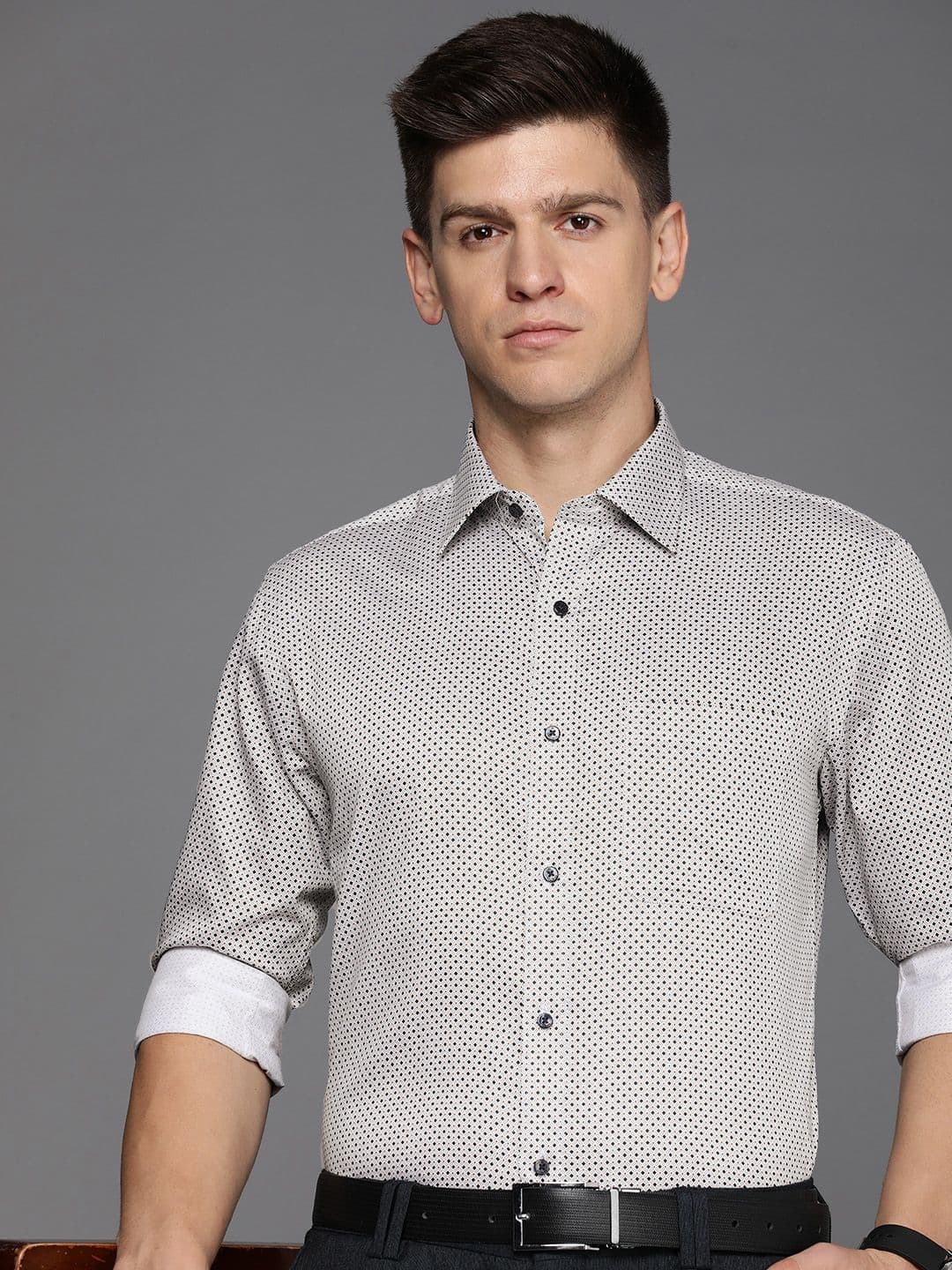 Raymond Pure Cotton Slim Fit Opaque Printed Formal Shirt - view 1