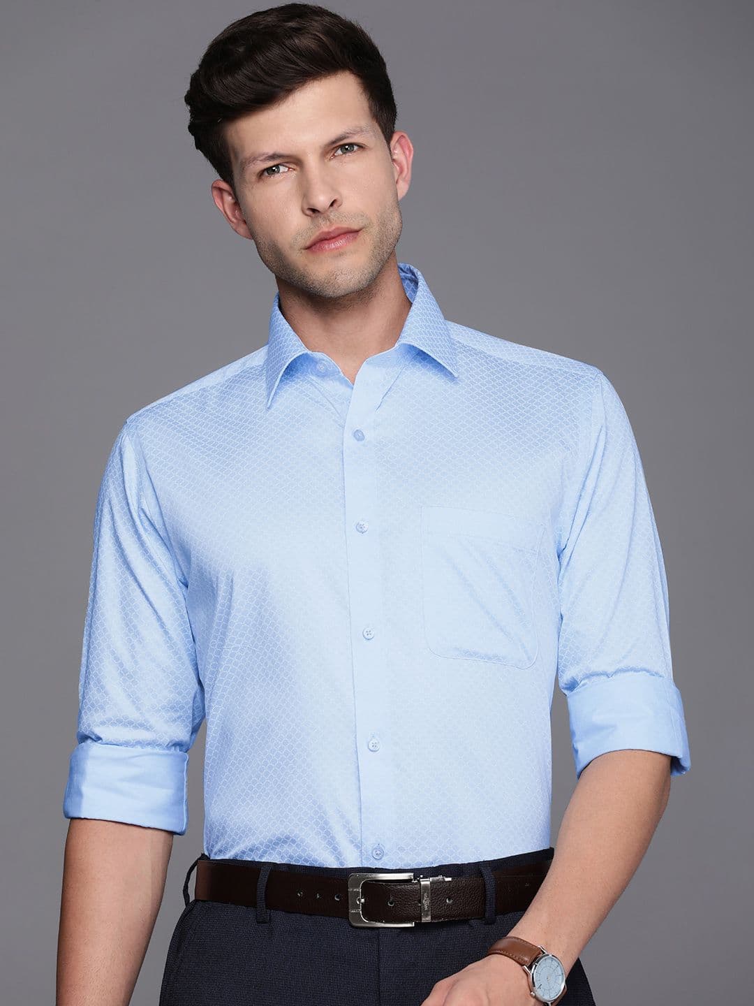 Raymond Pure Cotton Slim Fit Geometric Printed Formal Shirt - view 1