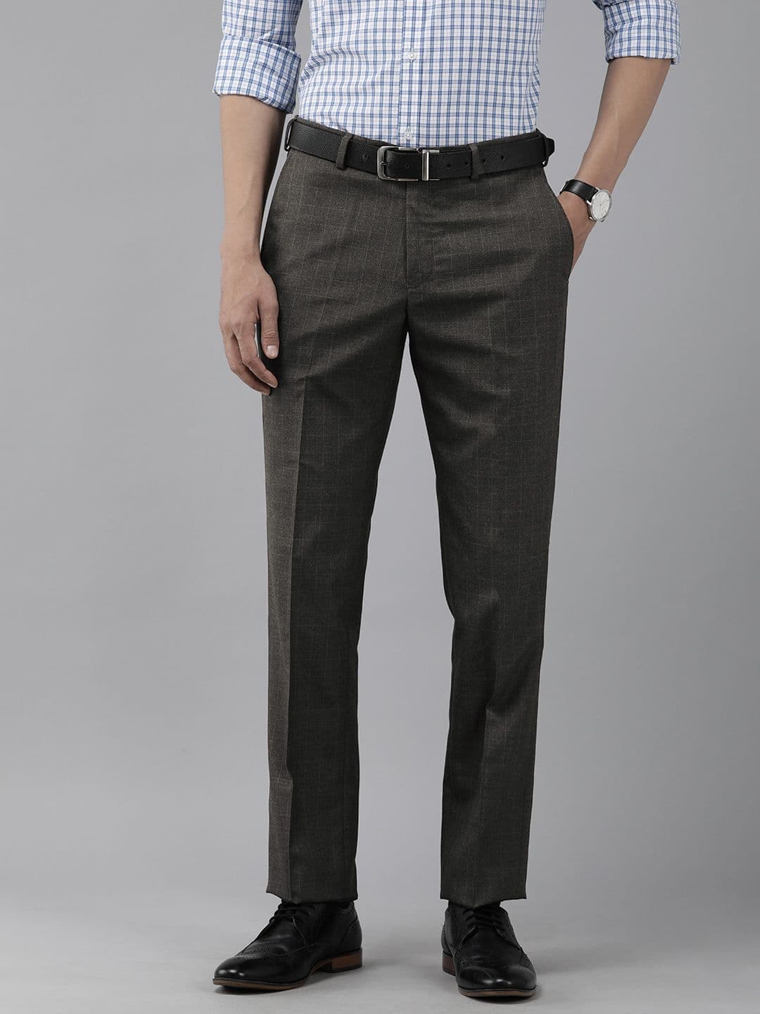 Park Avenue Men Checked Formal Trousers - view 1