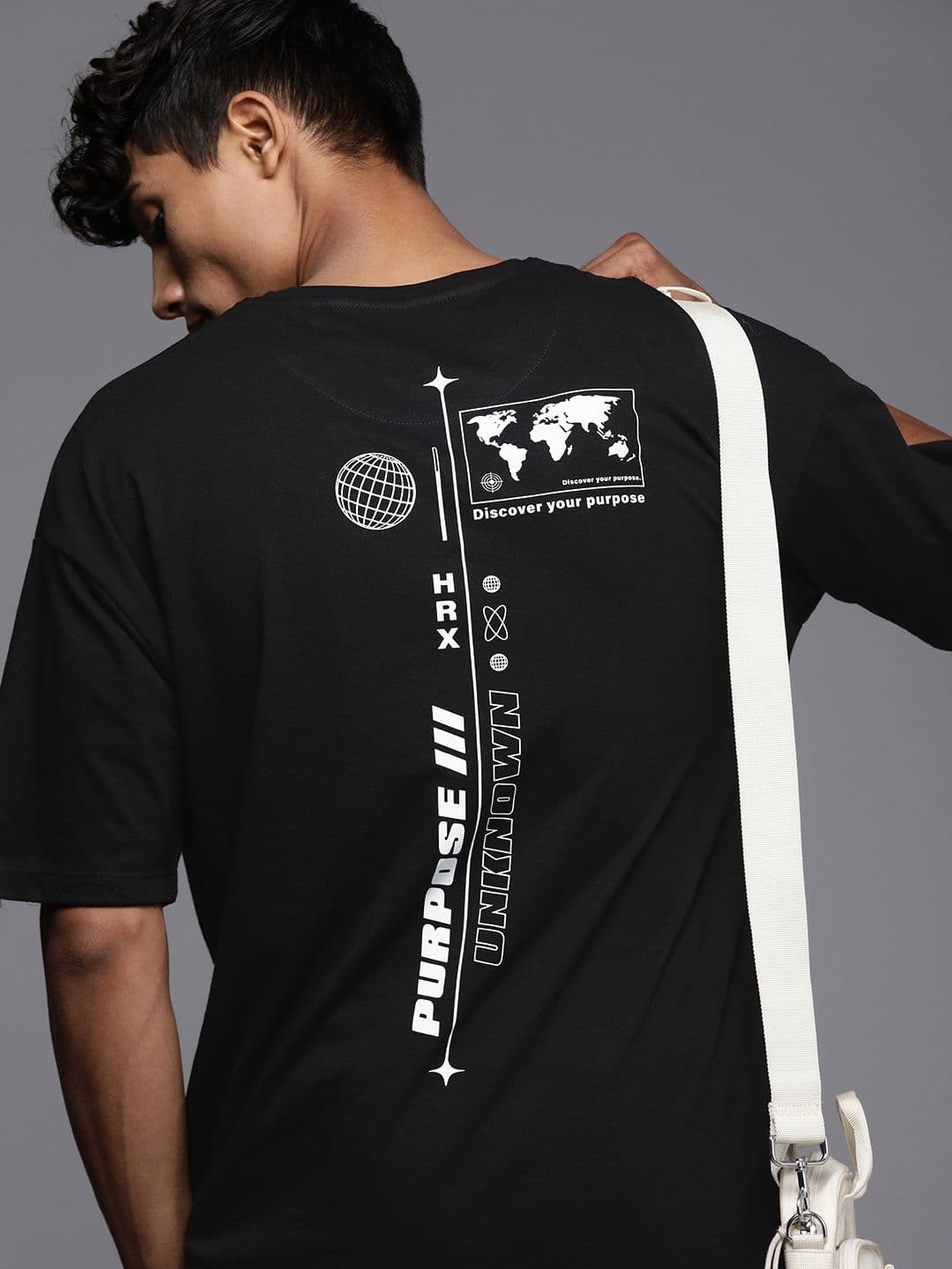 HRX by Hrithik Roshan Men Printed Drop-Shoulder Sleeves Pure Cotton Oversized T-shirt - view 1