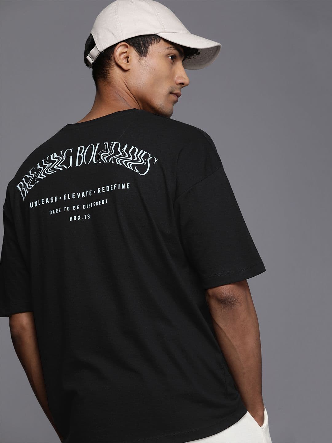 HRX by Hrithik Roshan Men Typography Printed Drop-Shoulder Sleeves Pure Cotton T-shirt - view 1