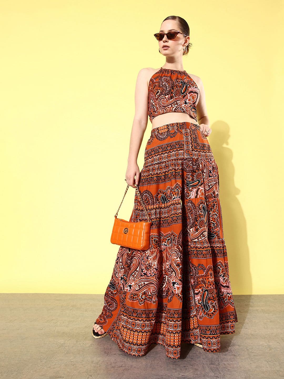 QUIERO Women Ethnic Motifs Printed Crop Top with Palazzos - view 1