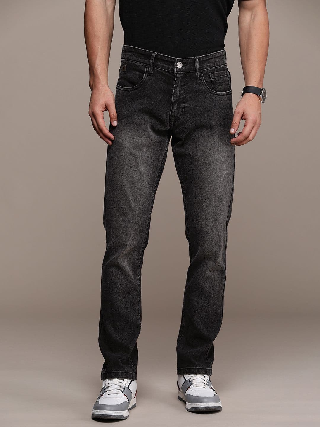 WROGN Men Mid Rise Heavy Fade Stretchable Jeans - view 1