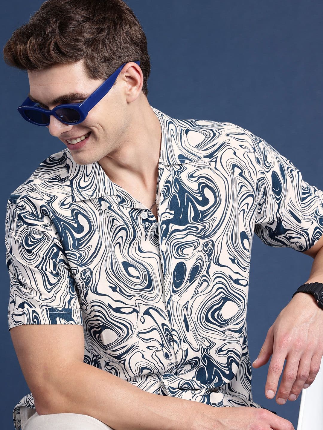 Mast & Harbour Men Slim Fit Printed Cuban Collar Casual Shirt - view 1