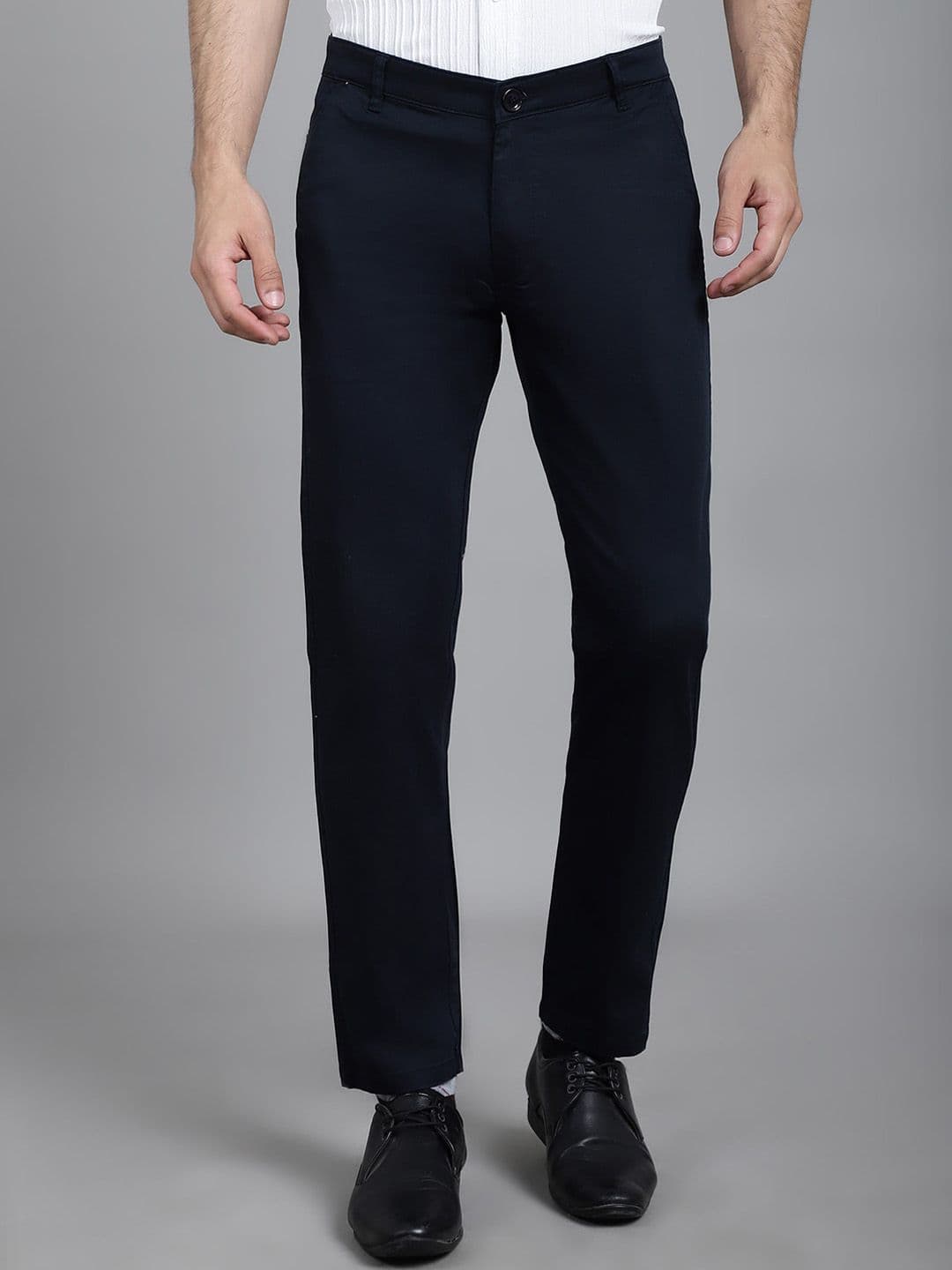 JAINISH Men Relaxed Tapered Fit Easy Wash Pure Cotton Formal Trousers - view 1