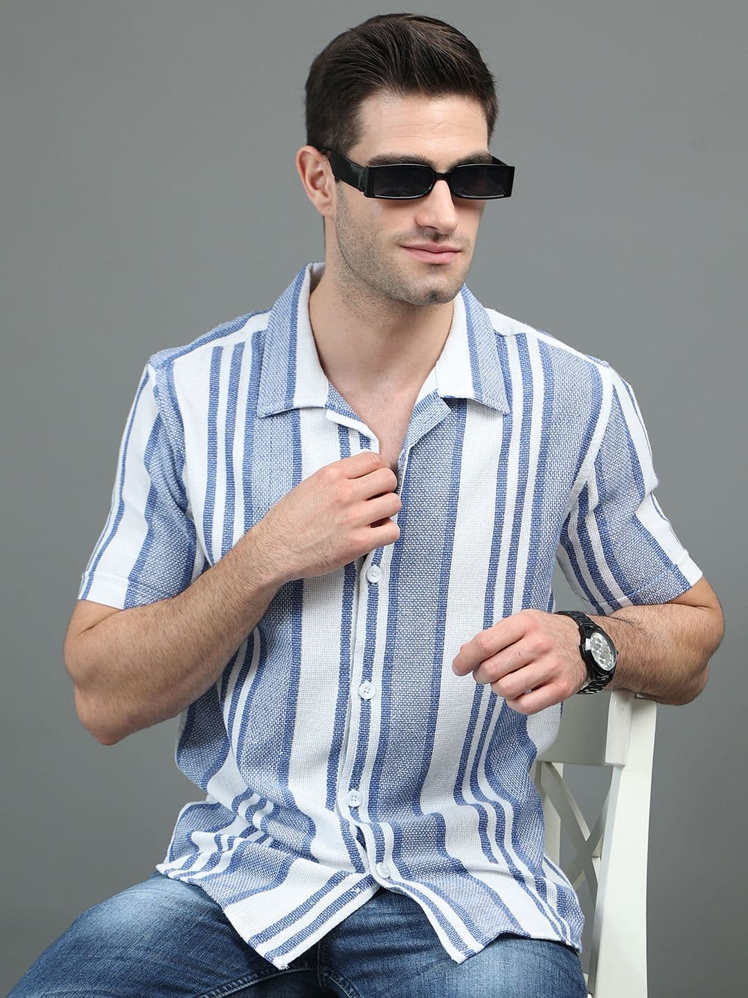 HERE&NOW Striped Slim Fit Cotton Casual Shirt - view 1