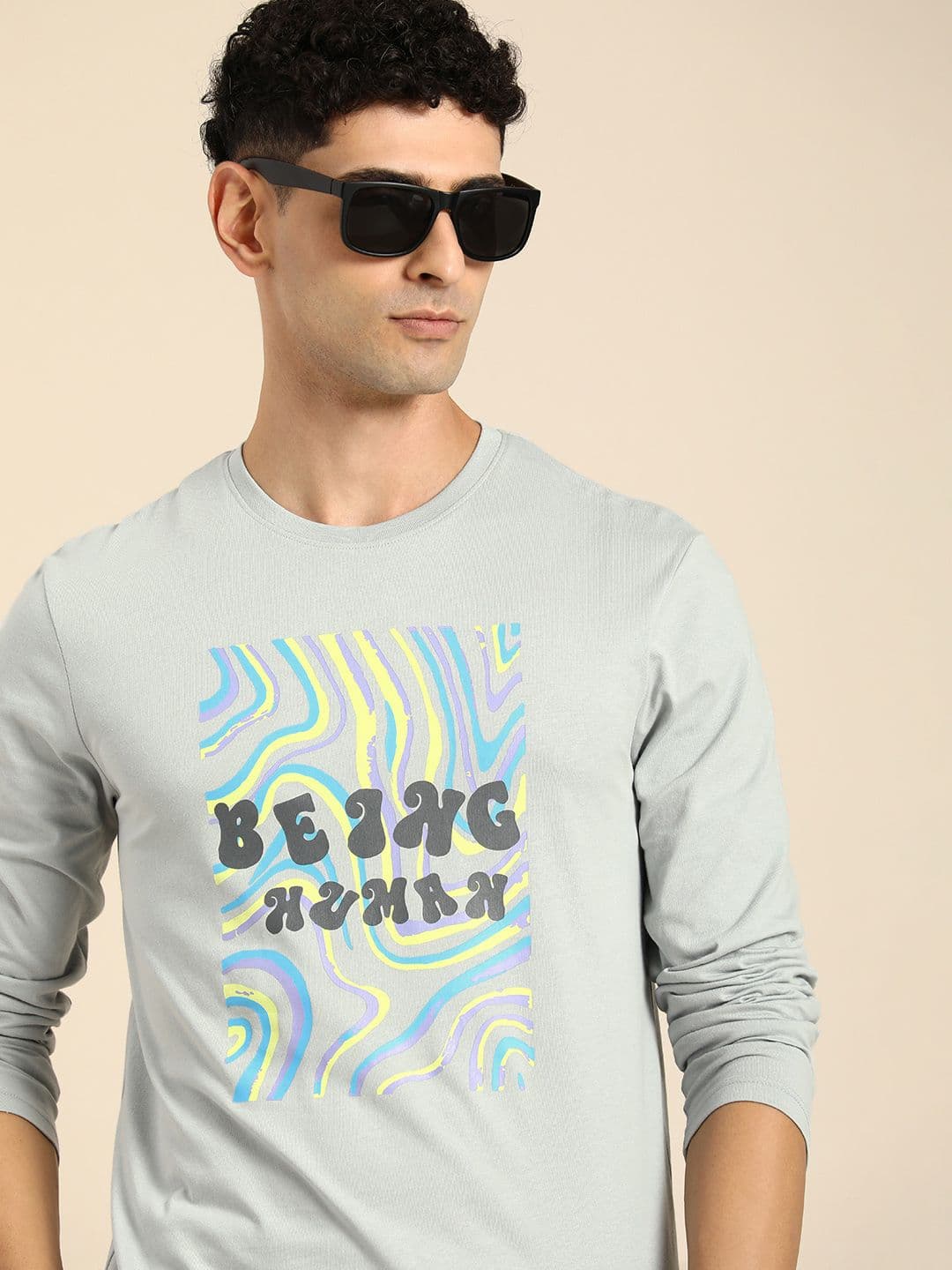Being Human Men Brand Logo & Abstract Print Pure Cotton T-shirt - view 1