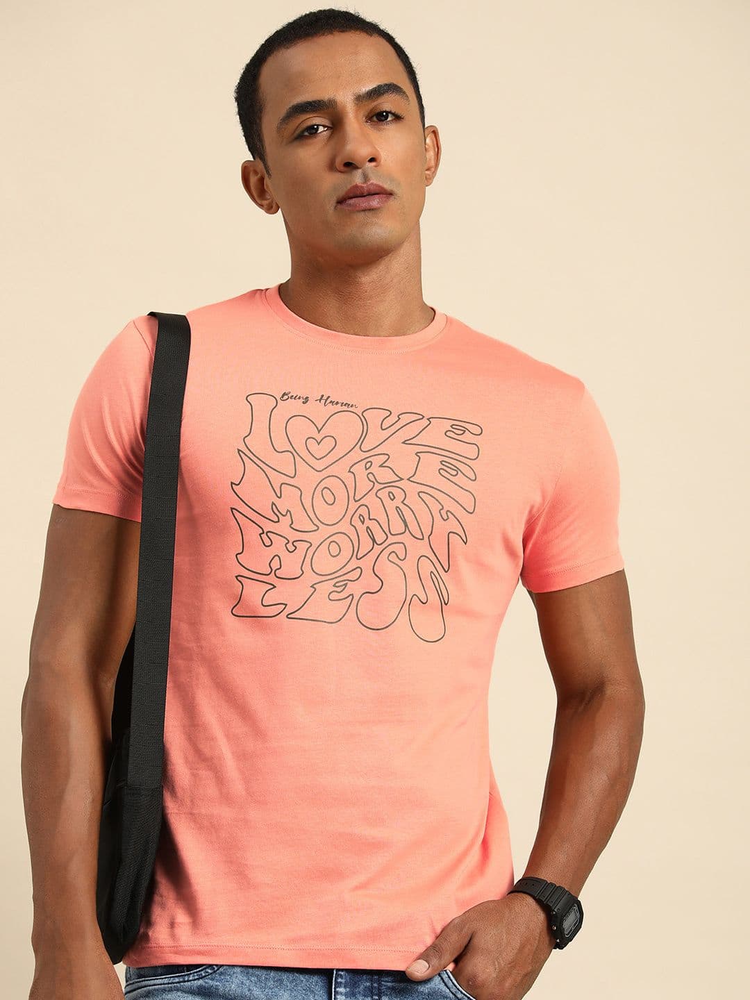 Being Human Pure Cotton Typography Printed Casual T-shirt - view 1