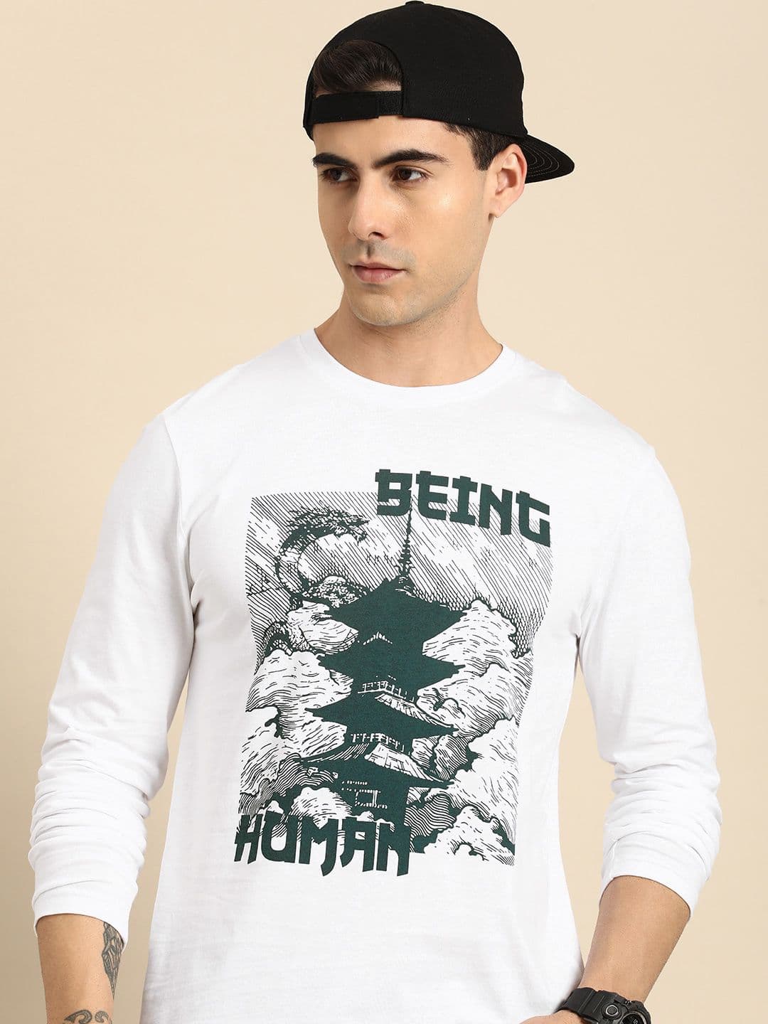 Being Human Men Brand Logo Printed Pure Cotton T-shirt - view 1