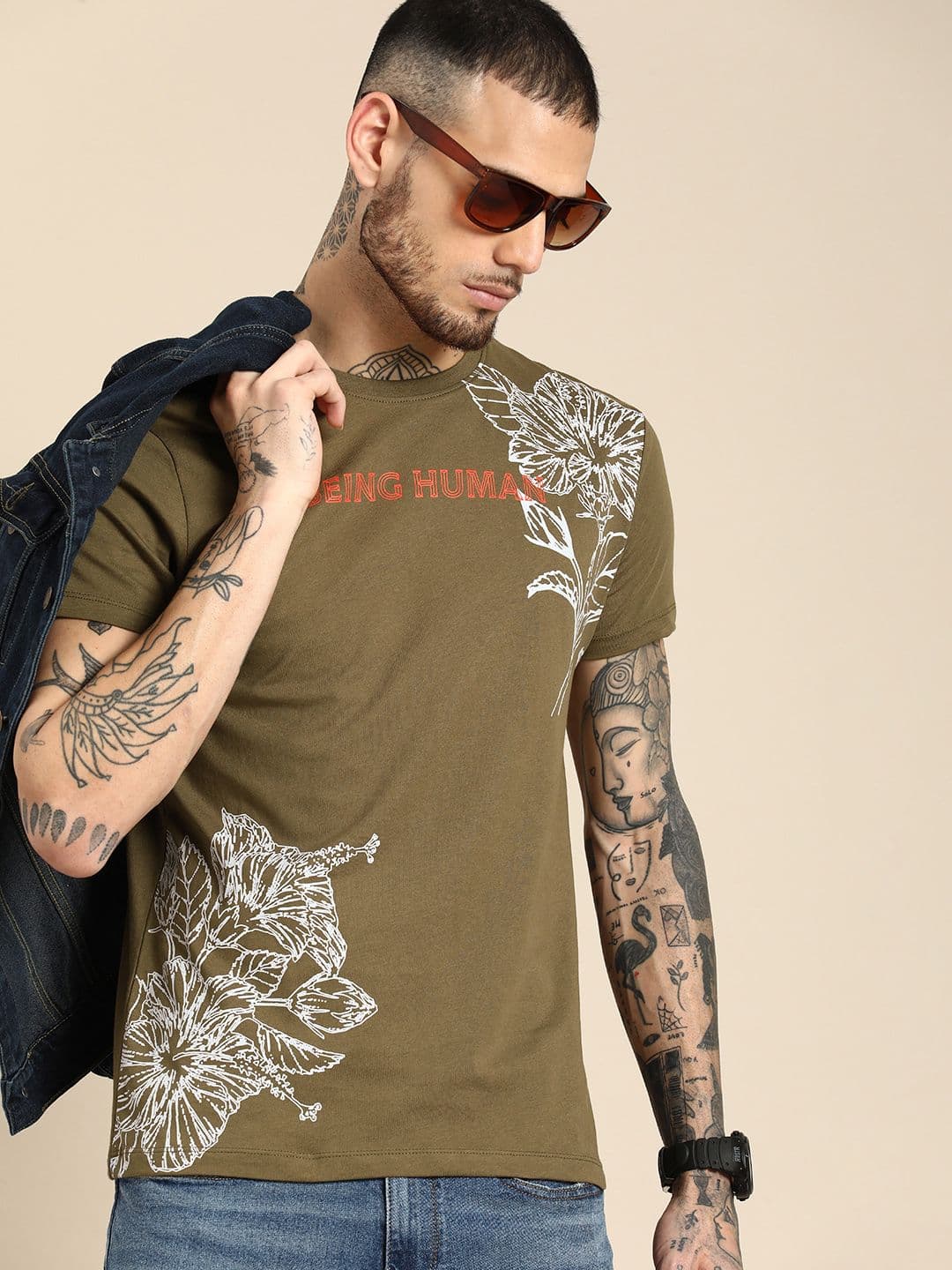 Being Human Graphic Printed Pure Cotton T-shirt - view 1