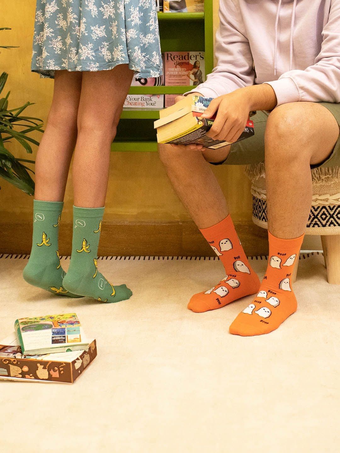 Thela Gaadi Unisex Pack Of 2 Patterned Mid-Calf Length Socks - view 1