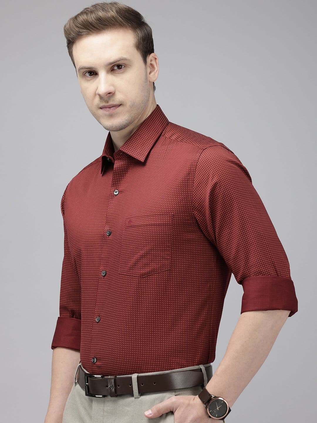 Arrow Pure Cotton Manhattan Slim Fit Geometric Printed Formal Shirt - view 1