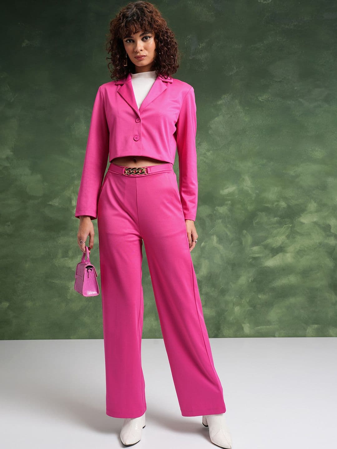 Tokyo Talkies Crop Blazer With Flared Trousers - view 1