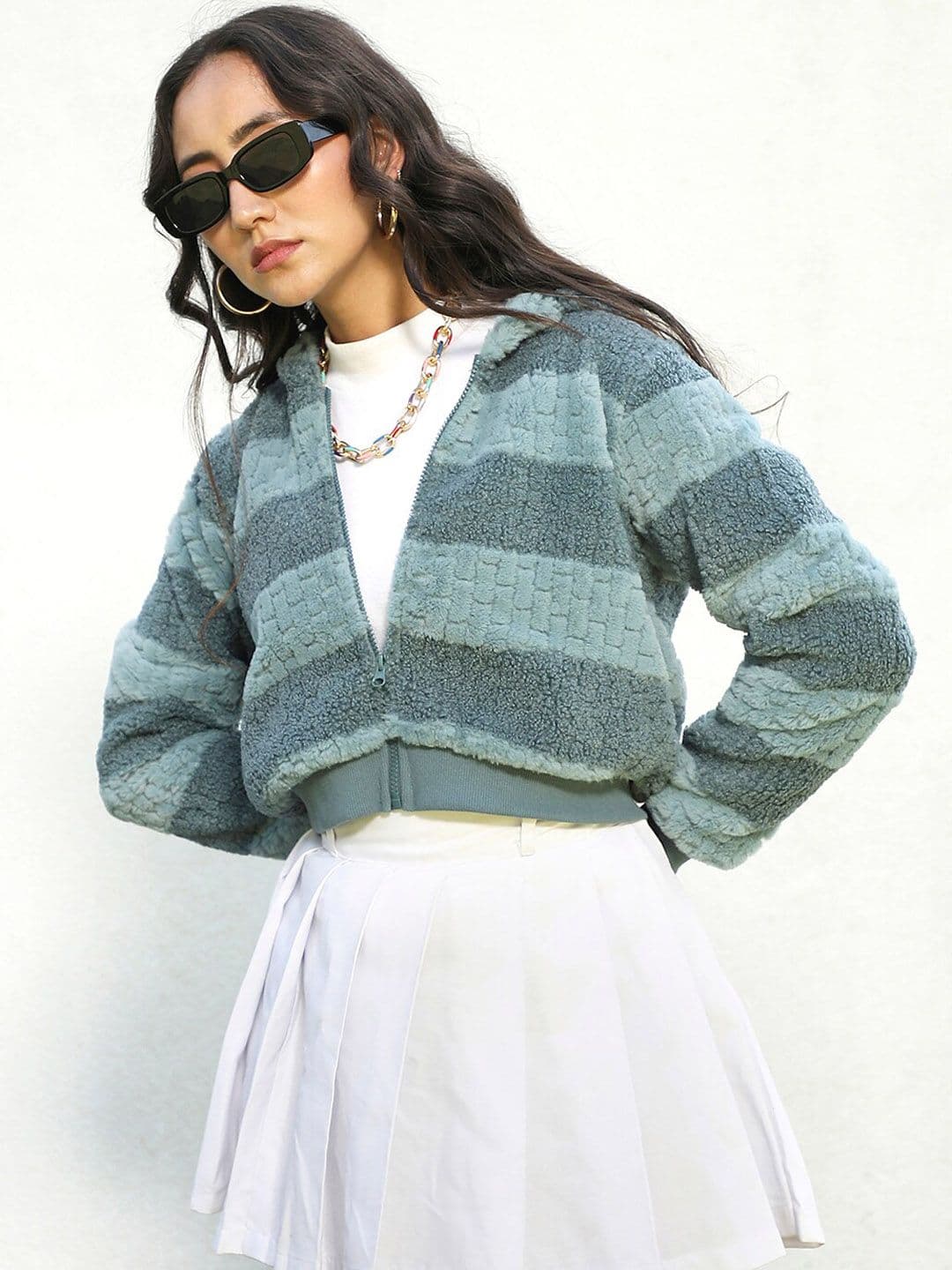 PINACOLADA Blue Colourblocked Hood Windcheater Bomber Jacket - view 1