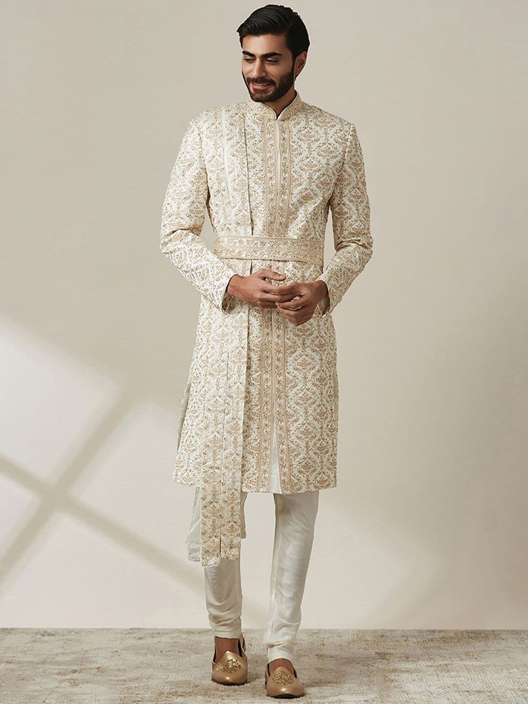 Twamev Embroidered Art Silk Sherwani Set - view 1