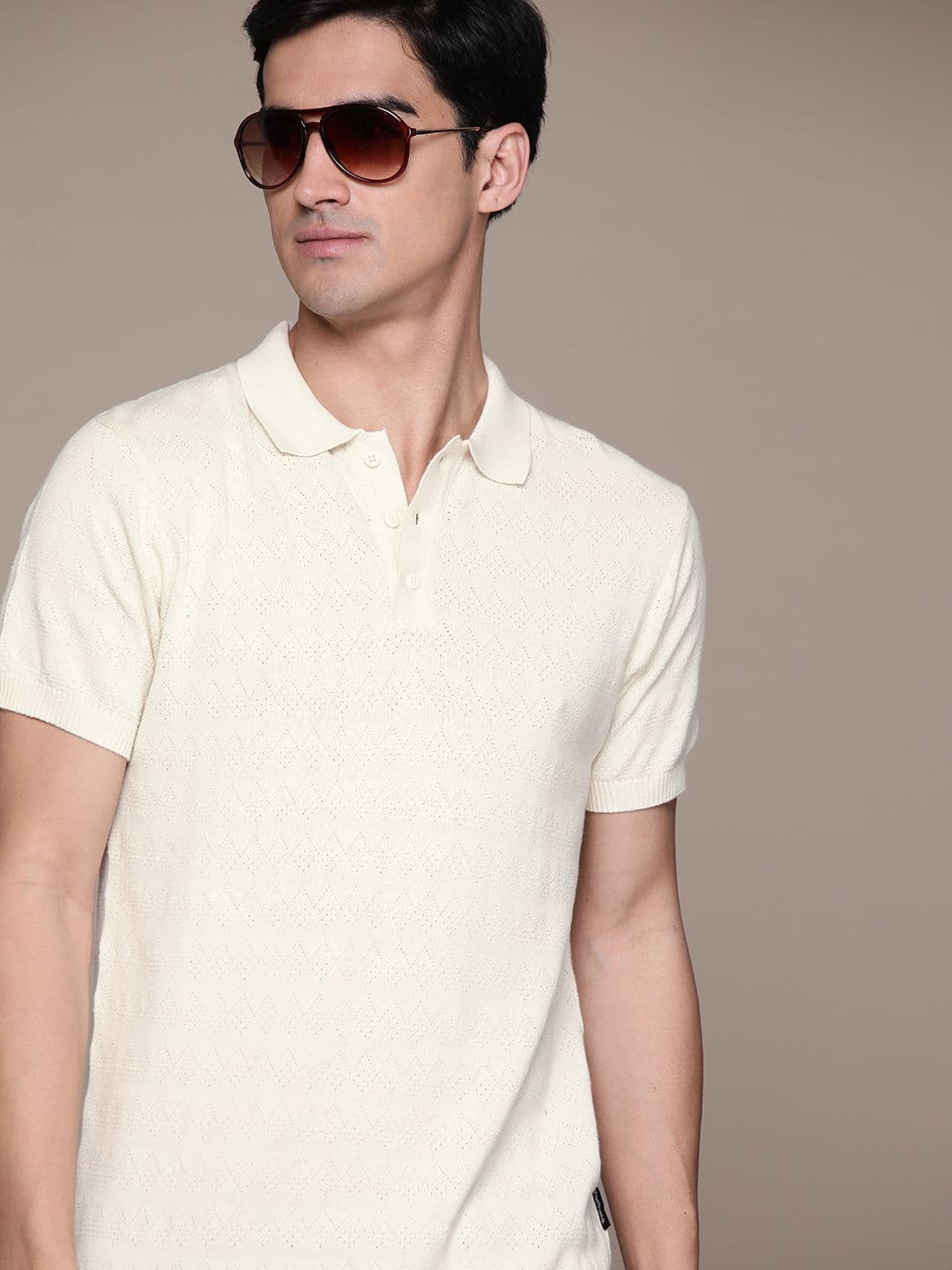 The Roadster Lifestyle Co. Self-Design Pure Cotton Polo Collar T-shirt - view 1