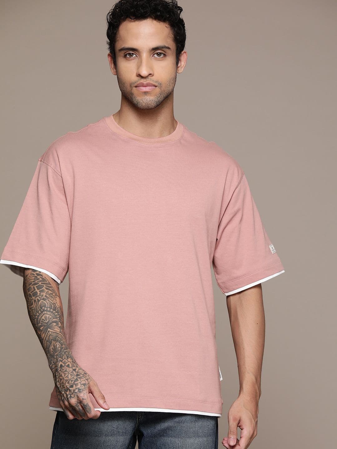 The Roadster Lifestyle Co. Drop-Shoulder Sleeves Pure Cotton Relaxed T-shirt - view 1
