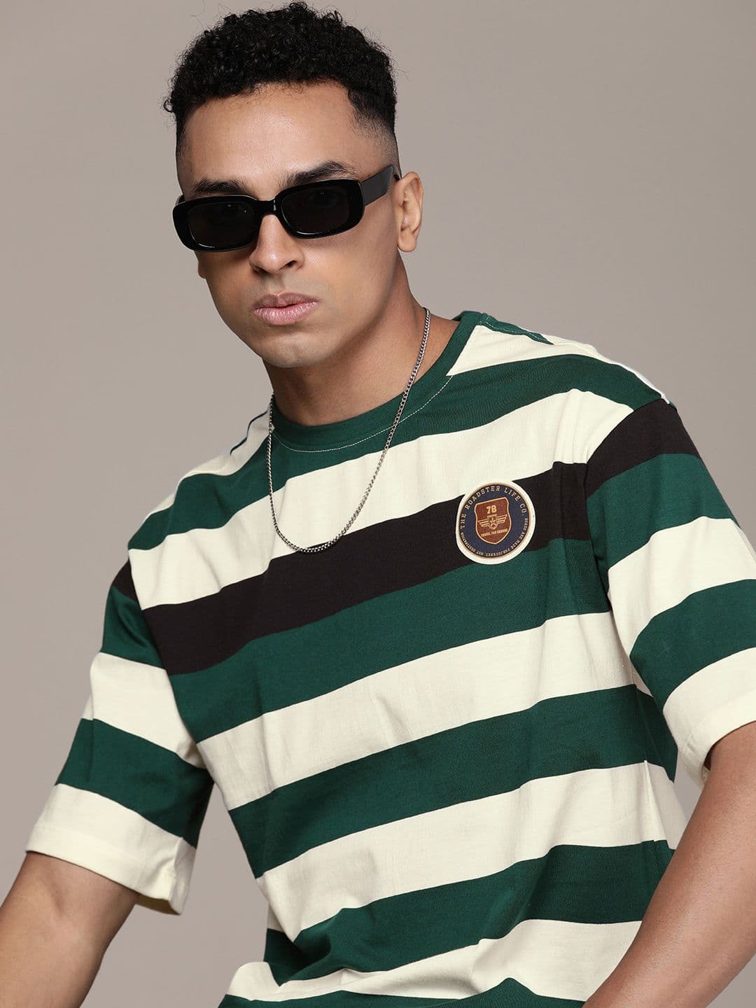 The Roadster Life Co. Striped Relaxed Fit Pure Cotton T-shirt - view 1