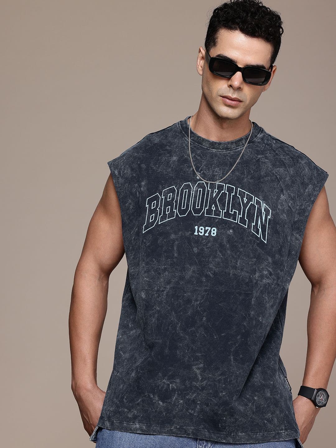 The Roadster Life Co. Typography Printed Washed Effect Pure Cotton Relaxed Fit T-shirt - view 1