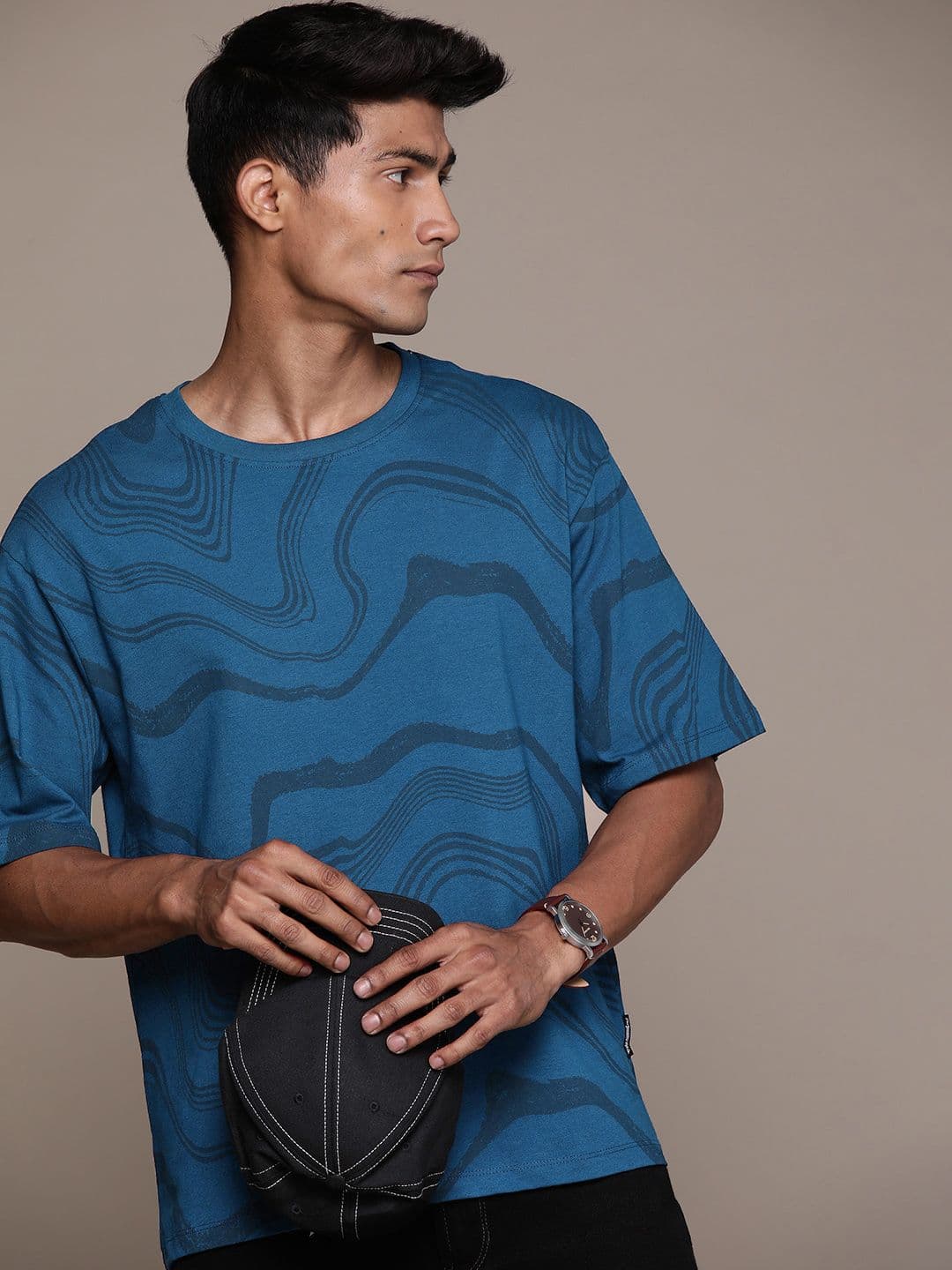 The Roadster Lifestyle Co. Printed Drop-Shoulder Sleeves Pure Cotton T-shirt - view 1