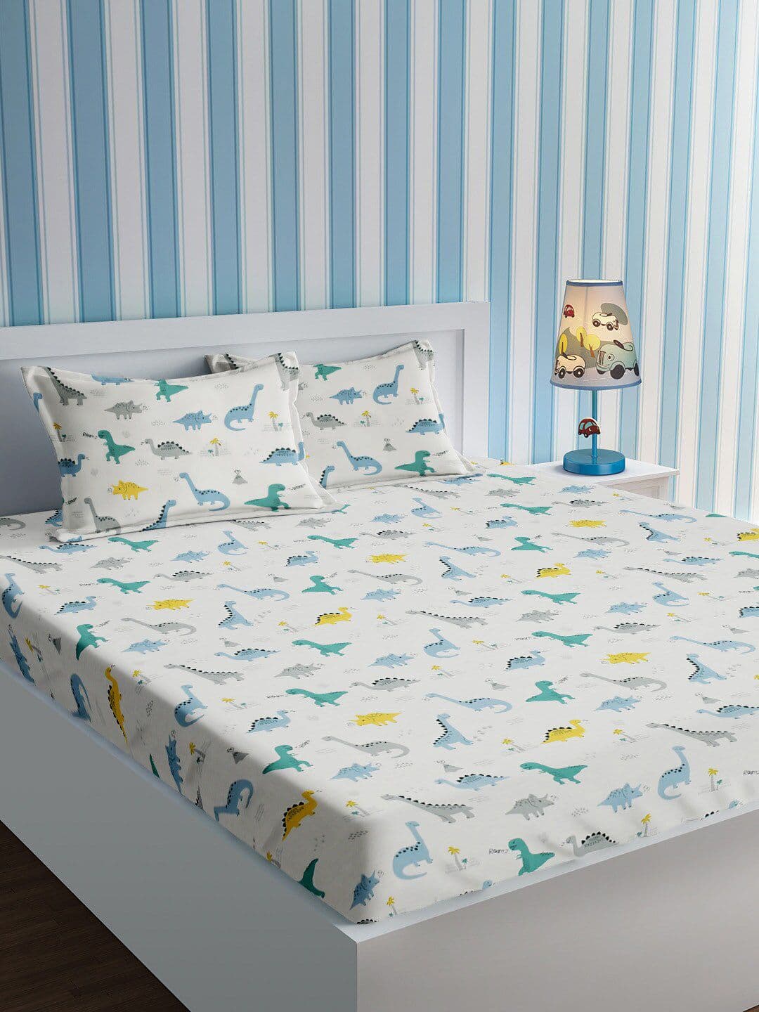 URBAN DREAM Kids Grey Cartoon Characters Cotton 210 TC Queen Fine Bedsheet with 2 Pillow Covers-90 x 100 inches - view 1