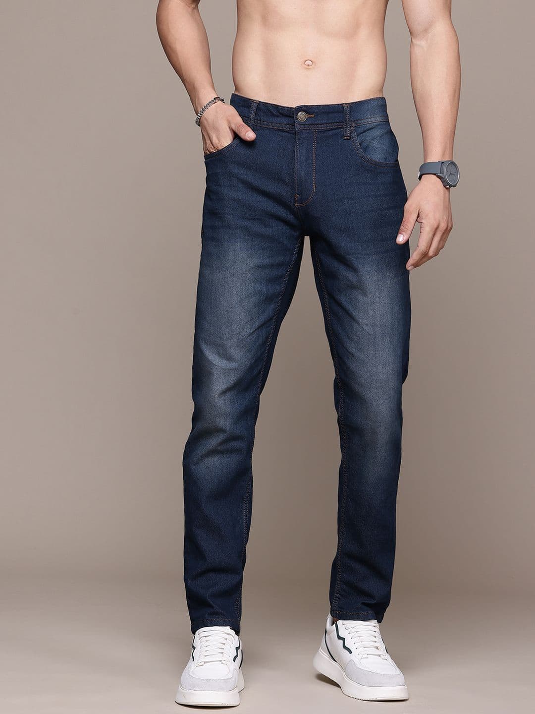 The Roadster Lifestyle Co. Men Slim Tapered Fit Light Fade Stretchable Jeans - view 1